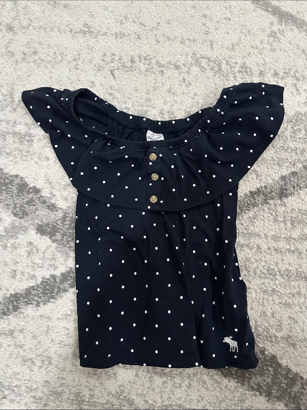 abercrombie kids Navy Polka Dot Off-Shoulder Dress